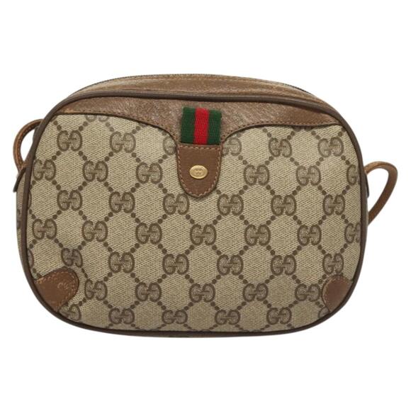 GUCCI GG Supreme Web Sherry Line Bag Pvc Beige Gold 89 02 066 - Picture 2 of 16